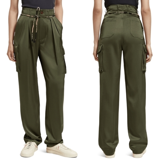 Scotch & Soda Pants - NWT Scotch & Soda Faye High Rise Relaxed Tapered Leg Paper Bag Utility Pants XS